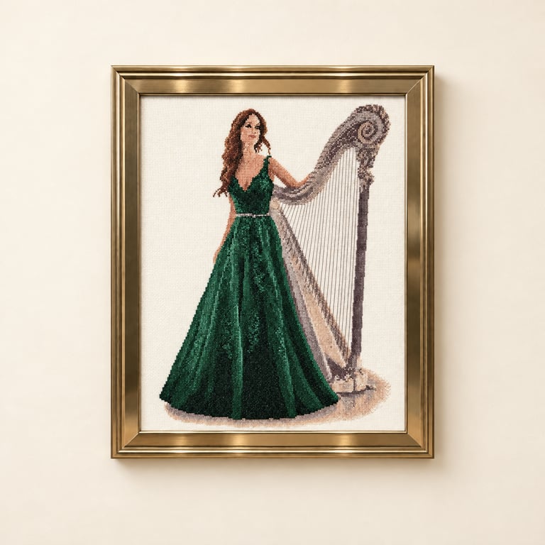 Complete Framed Cross Stitch – Darcy from a design by John Clayton