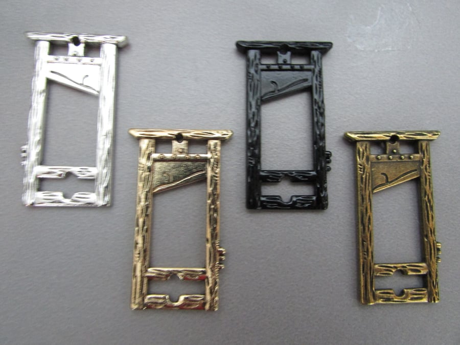 Guillotine Tibetan Charm available in black, gold, silver or bronze