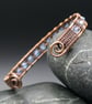 Snake Wire Weave Copper Cuff with Pale Blue AB Faceted Glass Beads - Image 2
