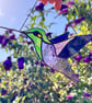 Stained Glass hummingbird in green and purple