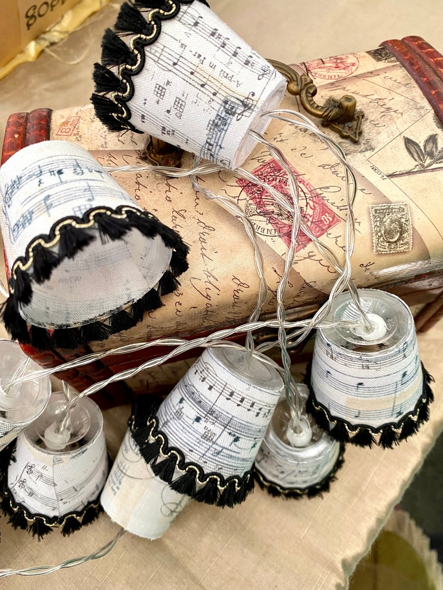 Upcycled Mini Lampshade Fairy Lights - Music