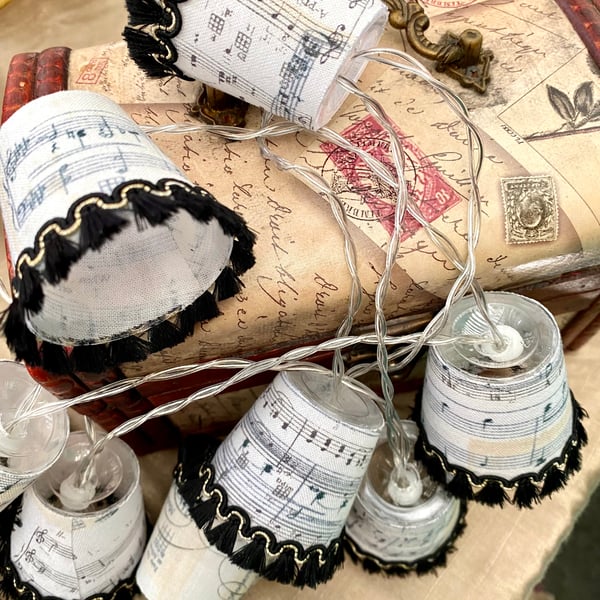 Upcycled Mini Lampshade Fairy Lights - Music