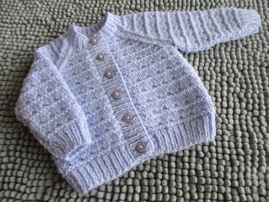 16" Patterned Round Neck Cardigan (Lilac)