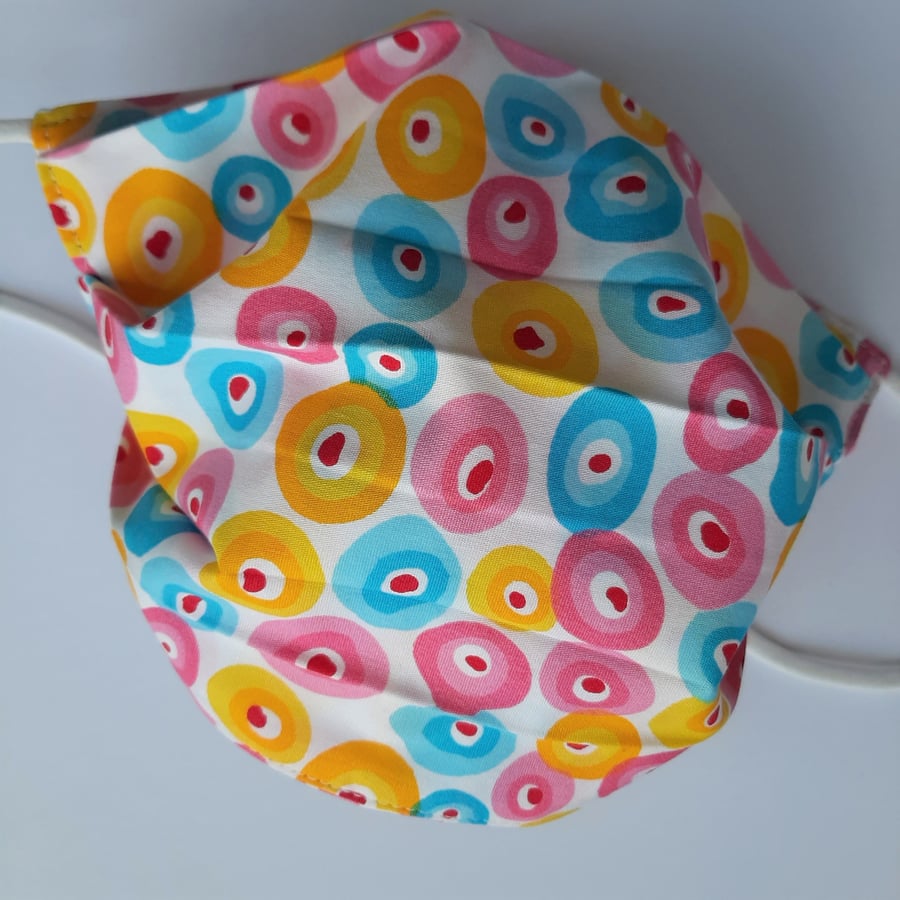 Fabric Face Covering - Free Style Circles in Bright Colours