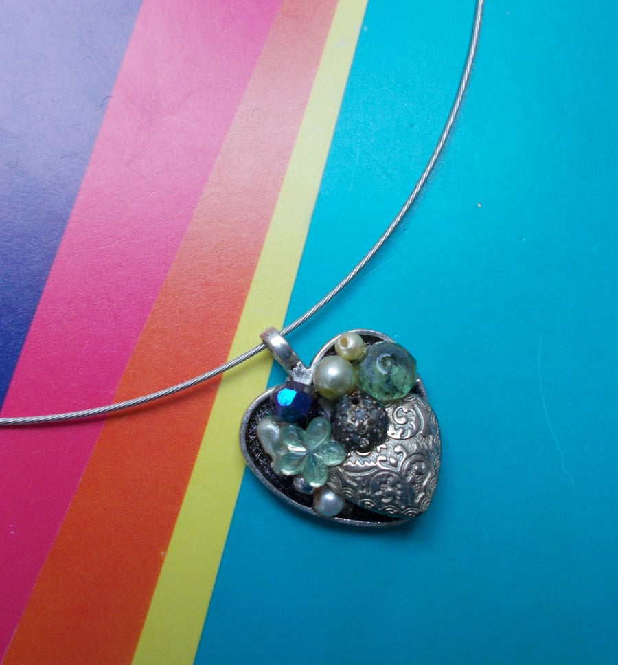 Big Heart in a Heart Pendant Choker