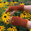 Maple Leaf Gloves, Autumn Crochet Brown Wrist Warmers