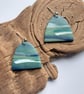 Seascape earrings, Arches, Polymer clay dangles, Blue green earrings, Abstract 