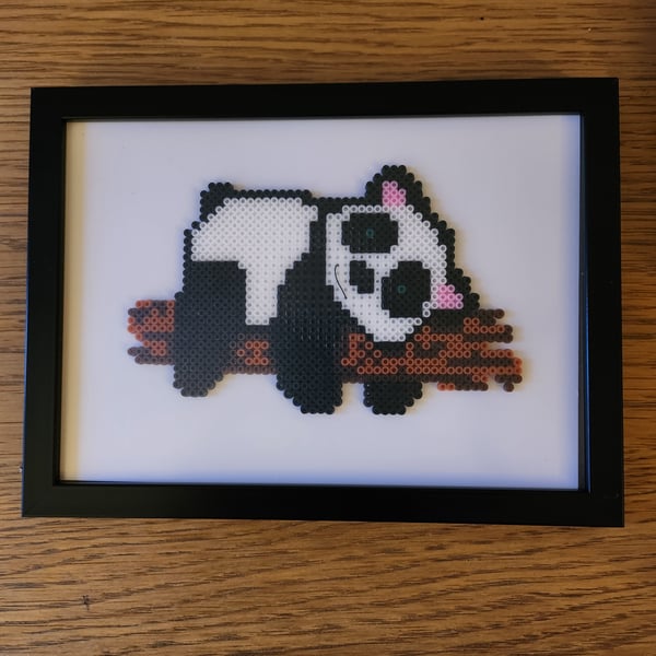 Hama bead lazy panda framed picture 