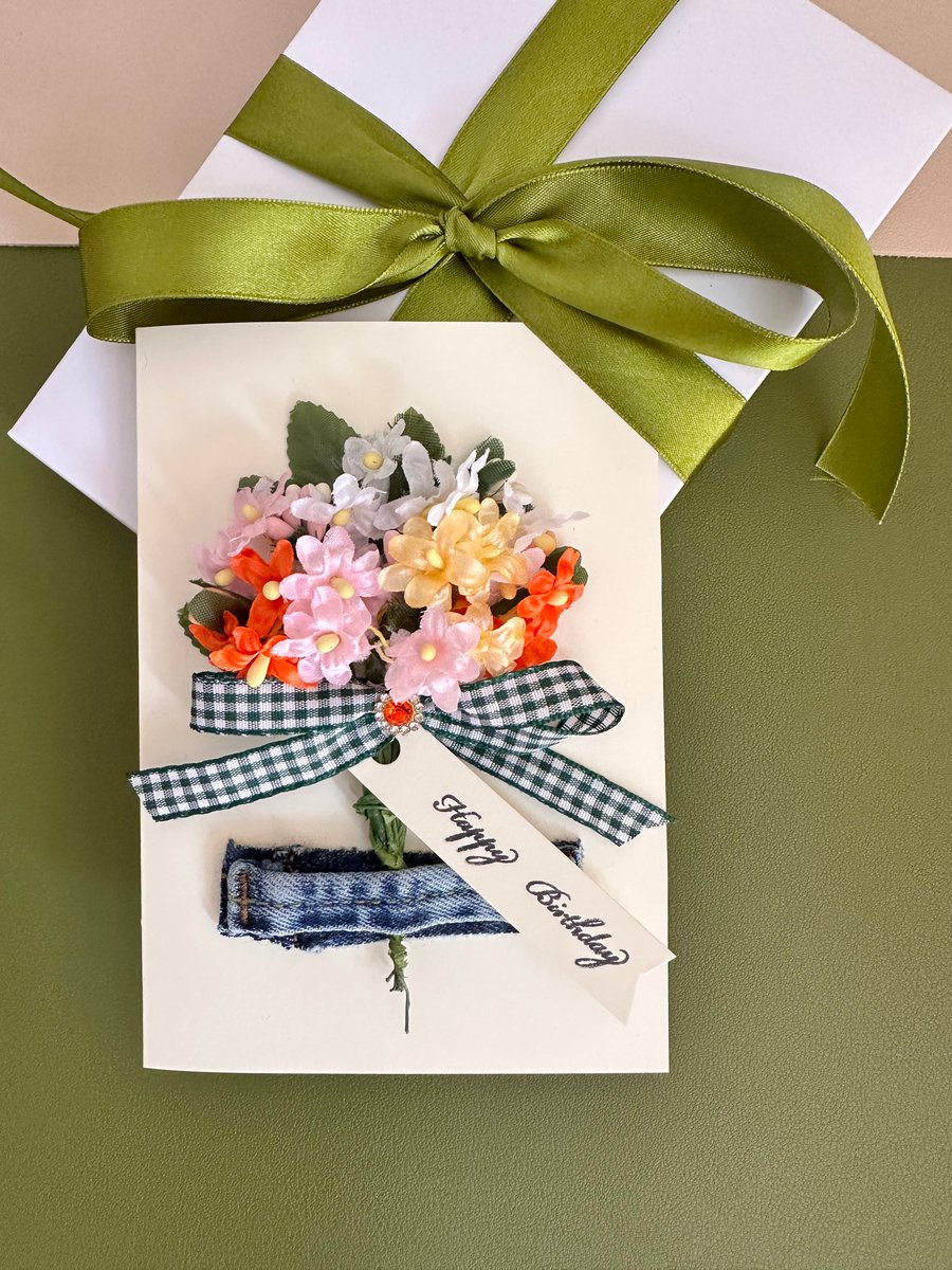 Farmhouse floral birthday card mum daisy bouquet wife Summer flower garden