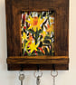 Handmade Reclaimed Wood Daffodil Flower Picture Wall Hanging With 3 Key Hooks  - Image 5