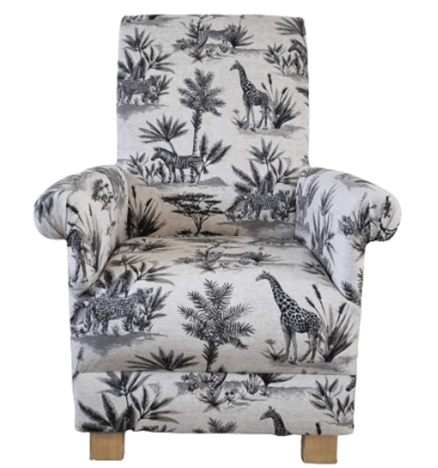 Safari Animals Armchair Adult Chair Fryetts Jungle Nursery Lions Giraffes Accent