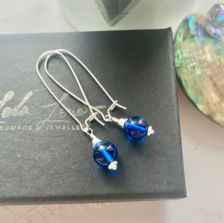 Blue amber store earrings