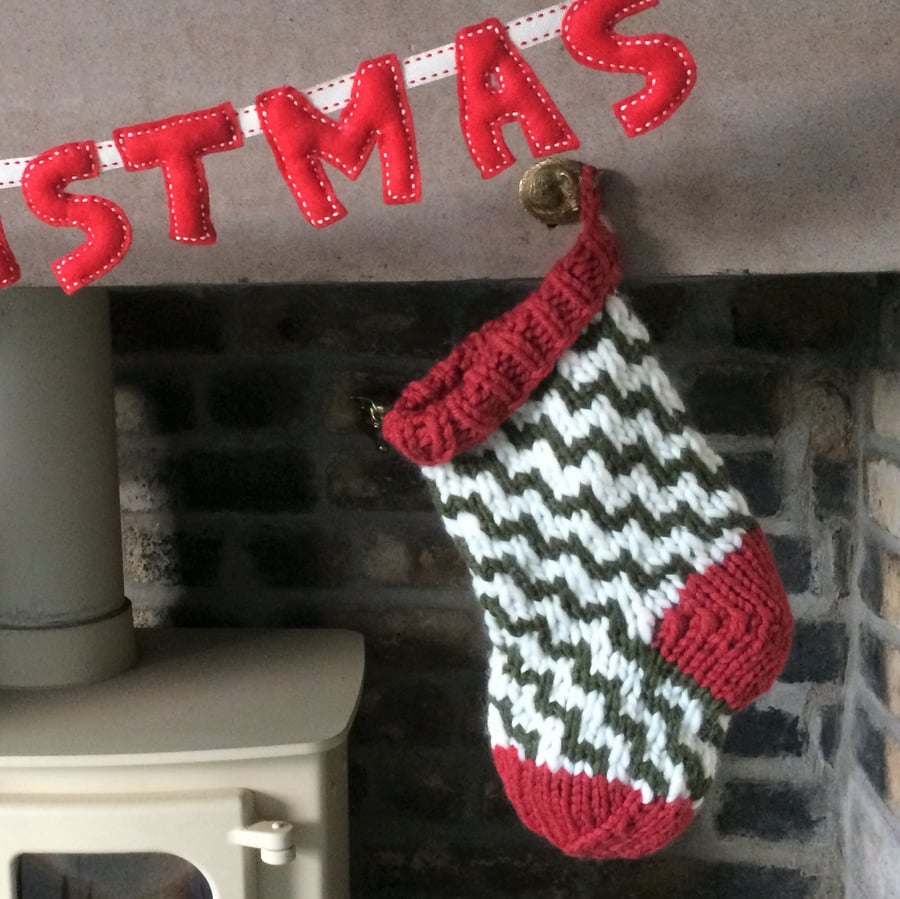 Hand Knitted Christmas Stocking