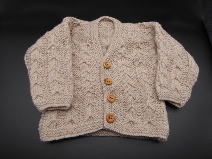 Double knit V neck cardigan - Beige