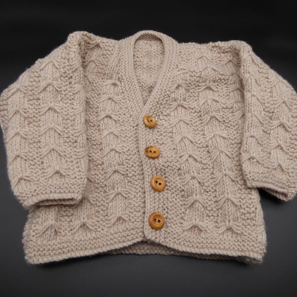 Double knit V neck cardigan - Beige