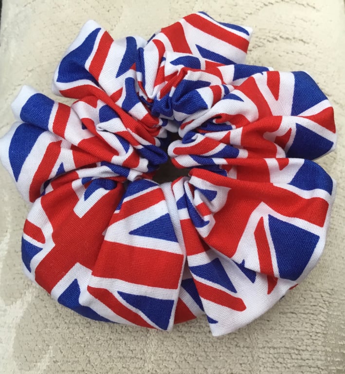 British flag themed cotton fabric scrunchie