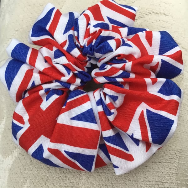 British flag themed cotton fabric scrunchie