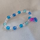 "Calm & Comfort" Blue & White Beaded Bracelet with Teddy Bear Charm