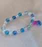 "Calm & Comfort" Blue & White Beaded Bracelet with Teddy Bear Charm