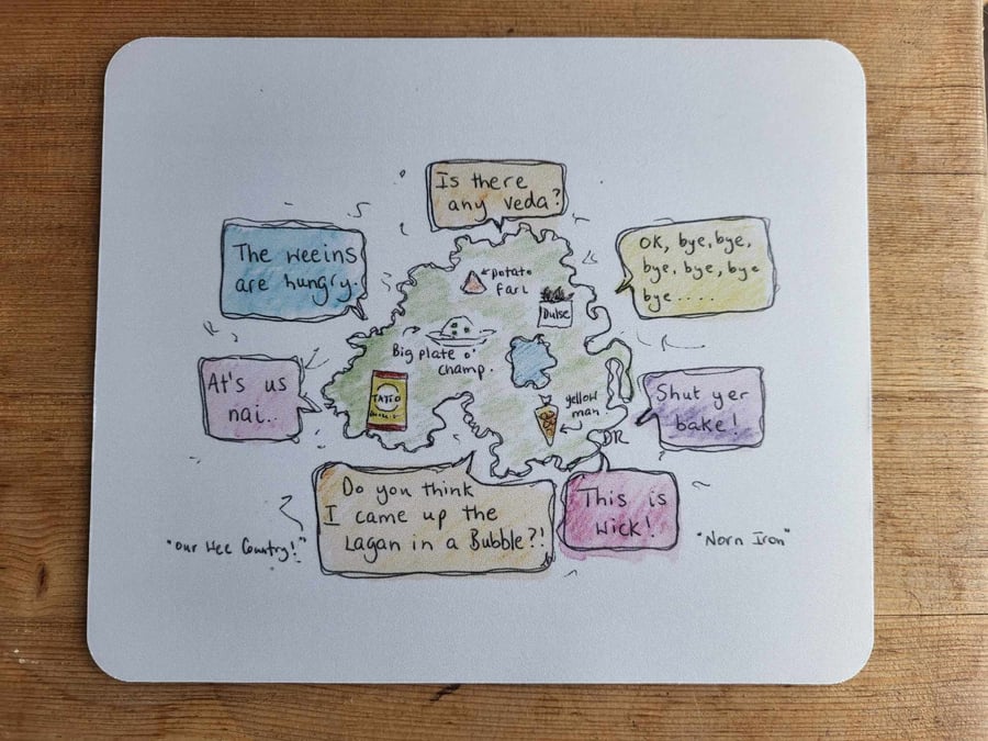 Norn Iron mouse pad. Northern Ireland quirky mouse mat.