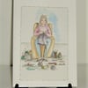 hand drawn and painted Knitting cartoon ( ref F 325)