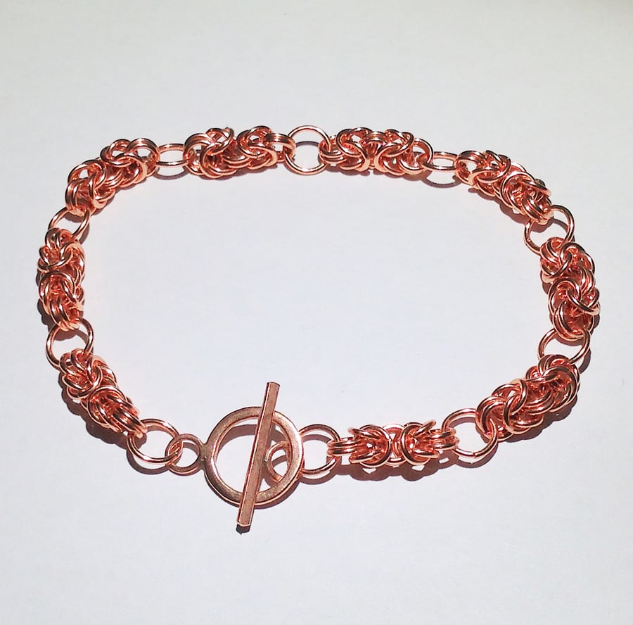 Hand Made Copper Byzantine Bracelet - UK Free Post