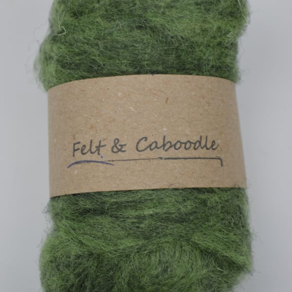 Carded Corriedale wool colour mix, Green