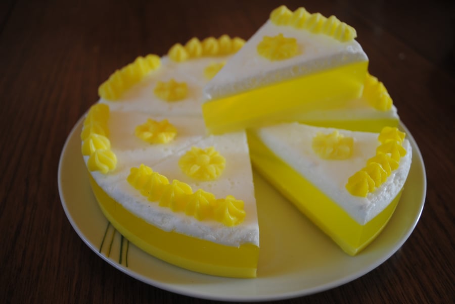 lemon meringue soap slice