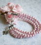 Pink Glass Pearl Three Strand Bracelet - Image 4