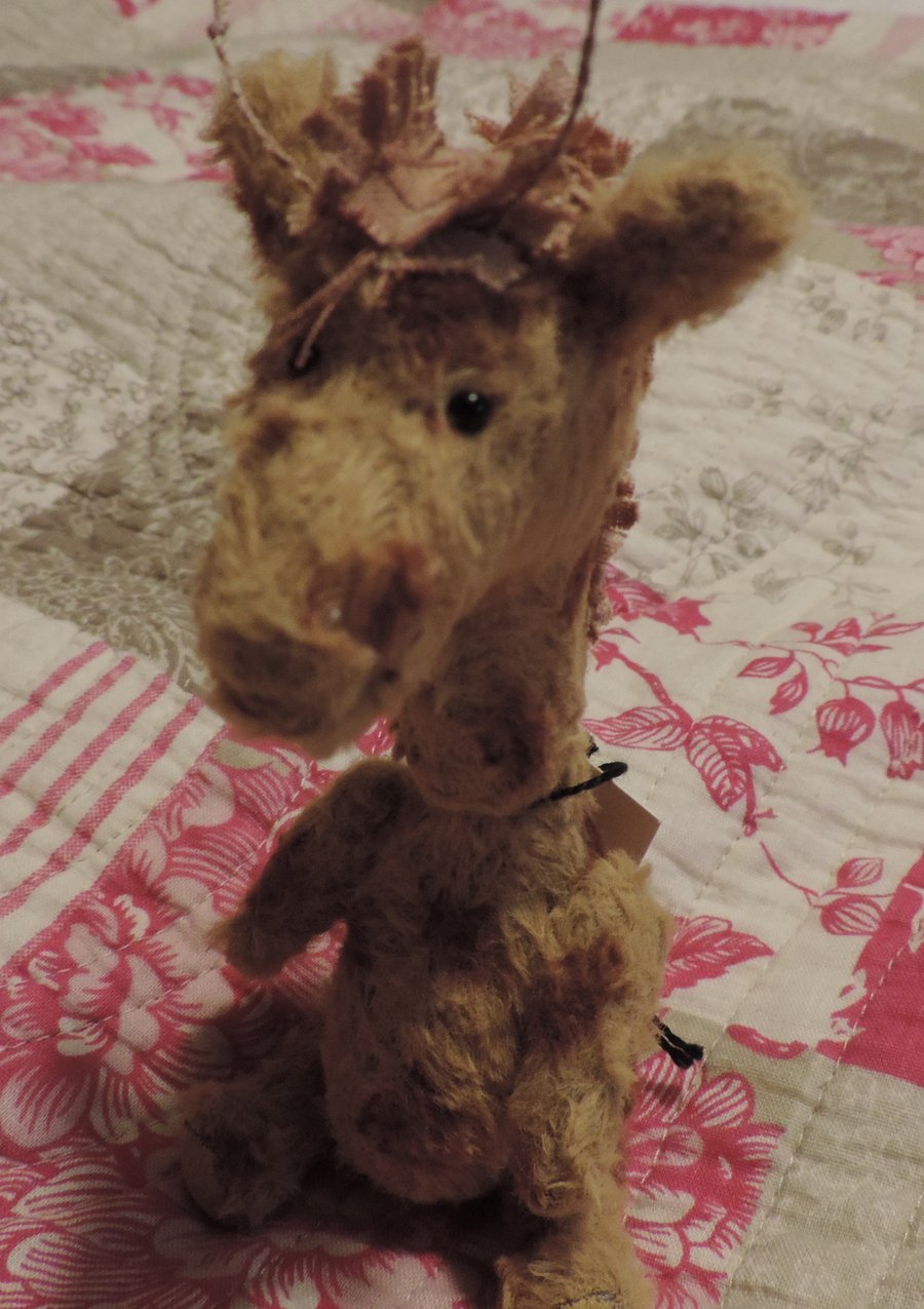 Vintage style fully jointed mohair Giraffe 