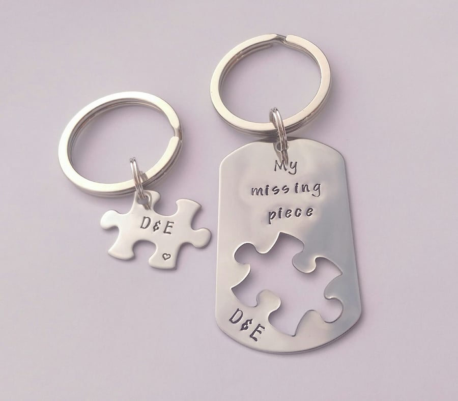 My Missing Piece puzzle piece couples keyring set