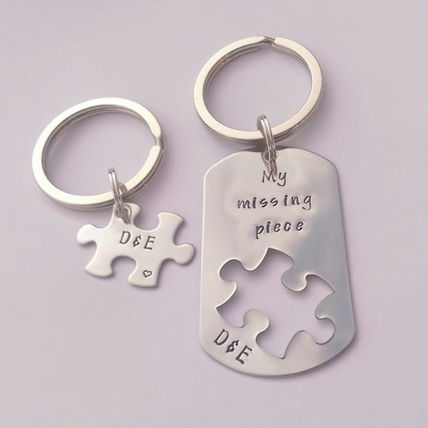 My Missing Piece puzzle piece couples keyring set