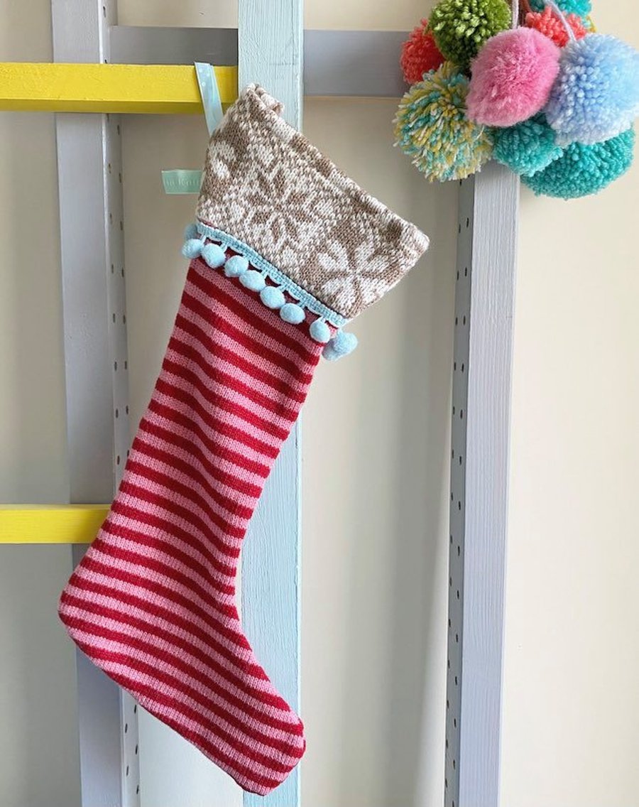 Knitted christmas stocking decorations