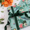 Gift Wrap single sheet with tag - Toucans, Parrots and Tropical Plants