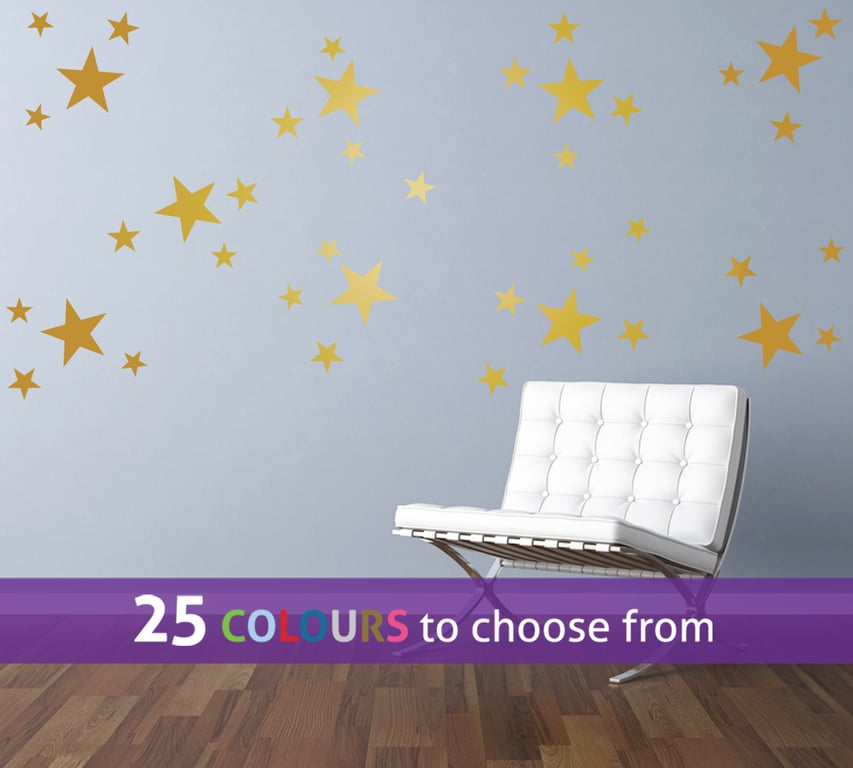 40 mixed size GOLD matt metallic STARS, shapes wall art stickers decals