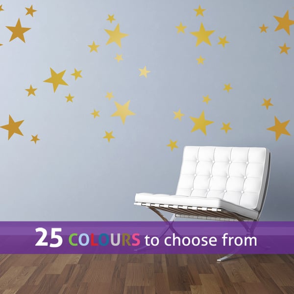 40 mixed size GOLD matt metallic STARS, shapes wall art stickers decals