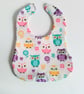 Owls, Patchwork bib, reversible baby bib, newborn baby bib, gift for baby  - Image 3