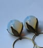 Earrings Opaline and Bronze Petal Caps on Pure hypoalergenic Brass Hoops - Image 2