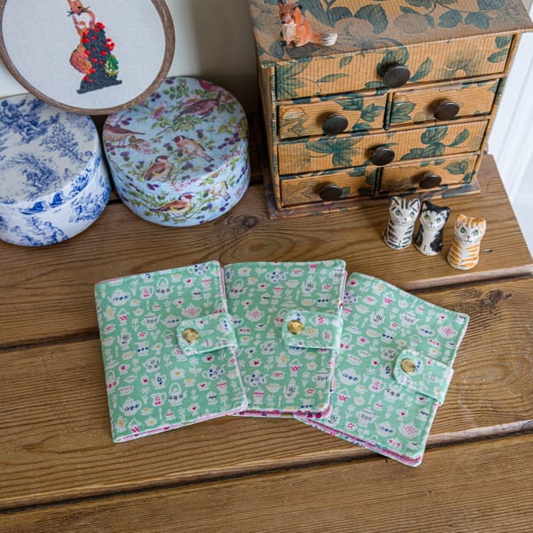 Tea bag case, holder or wallet made with pretty Liberty of London cotton prints 