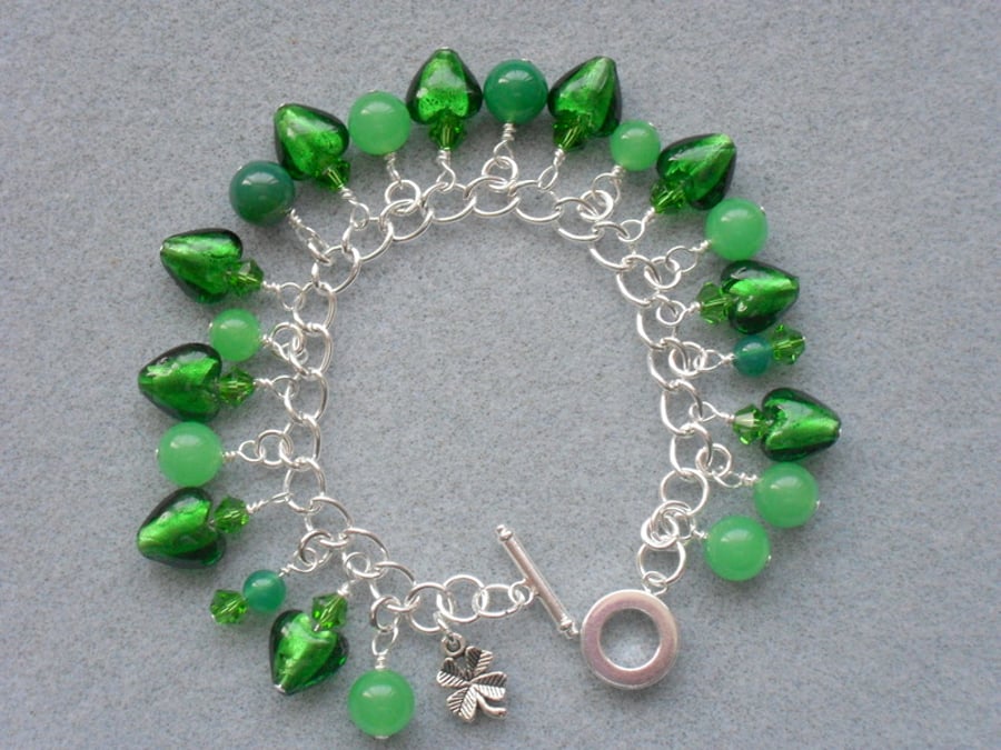 Clearance Emerald Green Charm Bracelet
