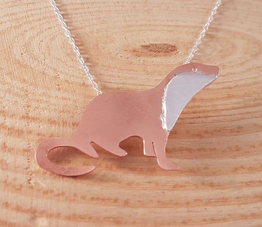 Sterling Silver and Copper Otter Necklace