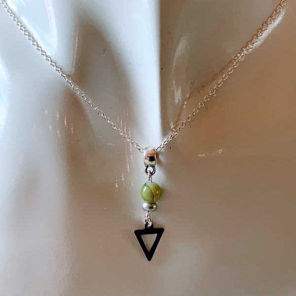  Stainless  Steel Triangle Pendant Charm Necklace