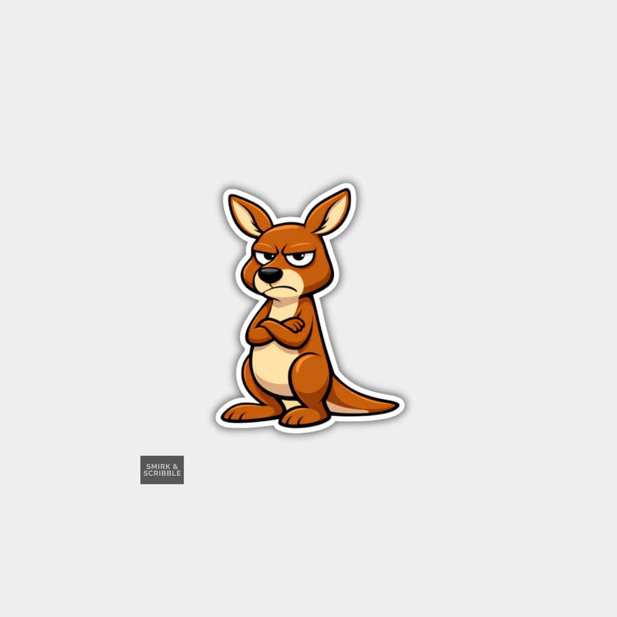 Funny Novelty Vinyl Sticker - Grumpy Kangaroo  