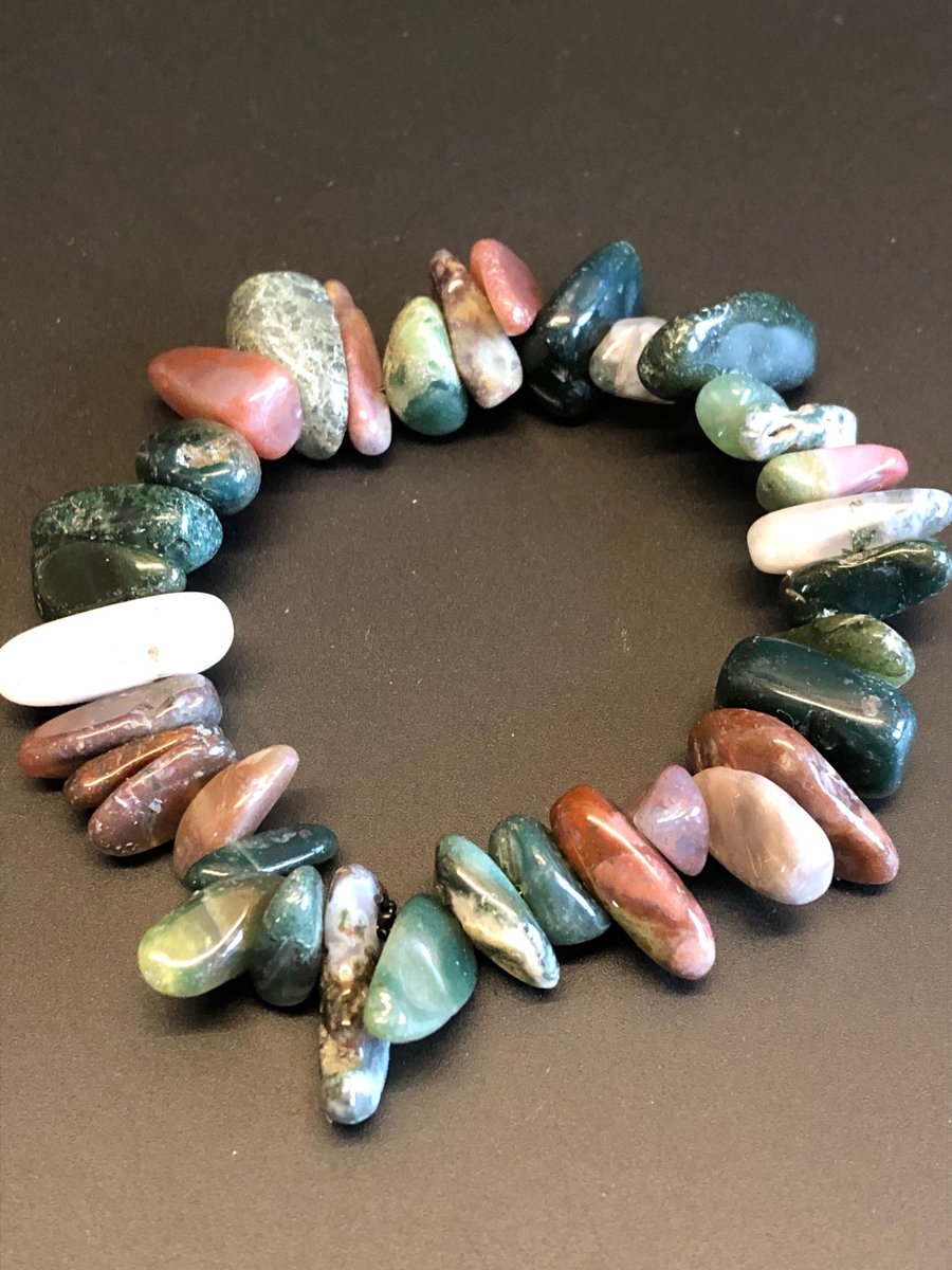 Genuine Long Teeth Jasper Stretchy Bracelet 