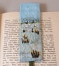 Yellow iris pools bookmark - painted and stitched - Image 5