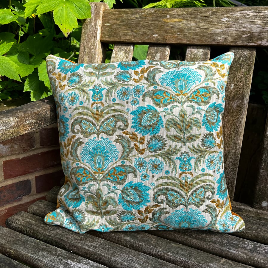 Vintage Belgian tapestry and velvet cushion cover