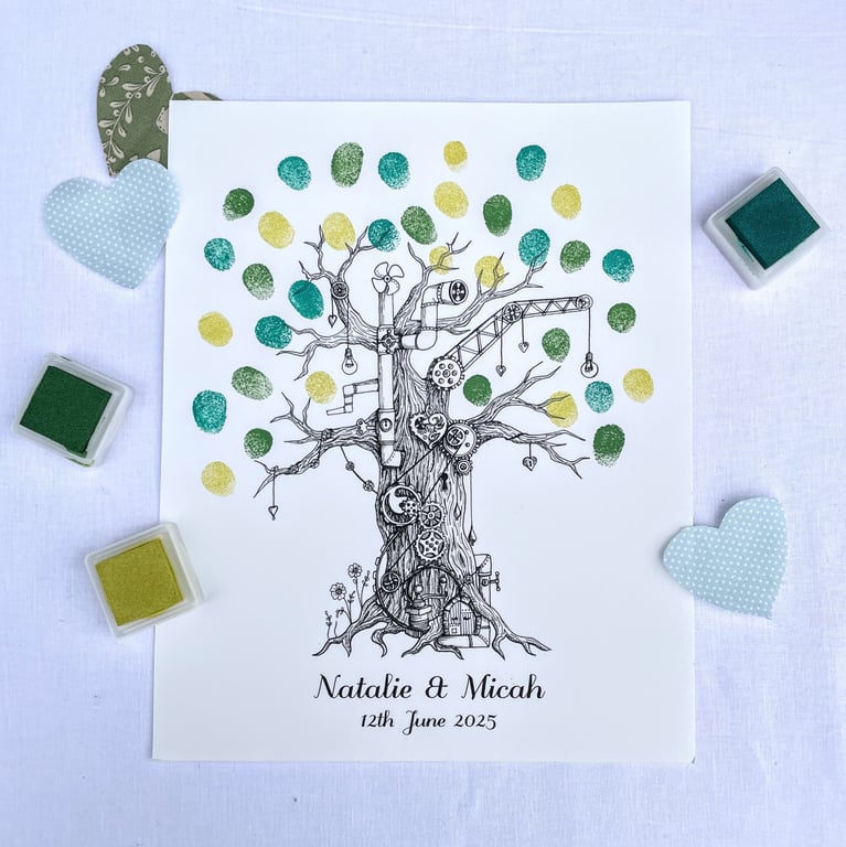 Guest book tree: rainbow willow design