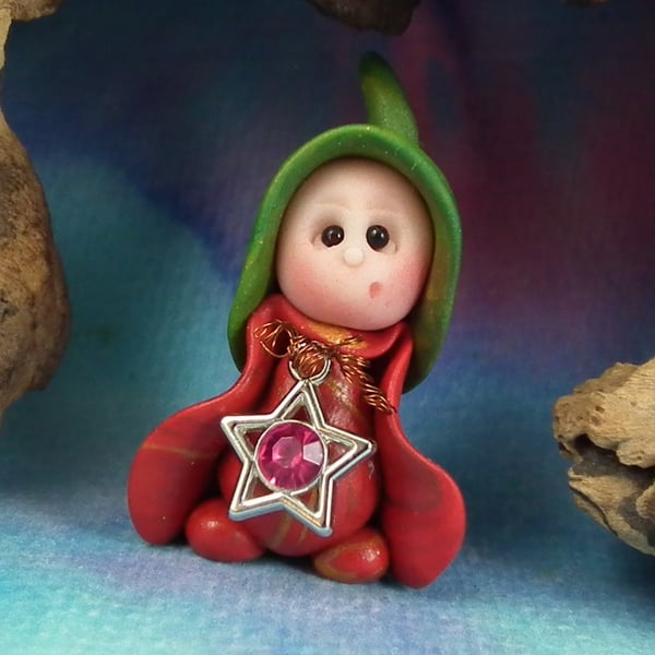 Sale Tiny Stargazer Gnome 'Jinni' with jewelled star OOAK Sculpt Ann Galvin