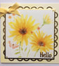 Hello Card Yellow Flowers and Butterfly Hello 3D Luxury Handmade Card - Image 1