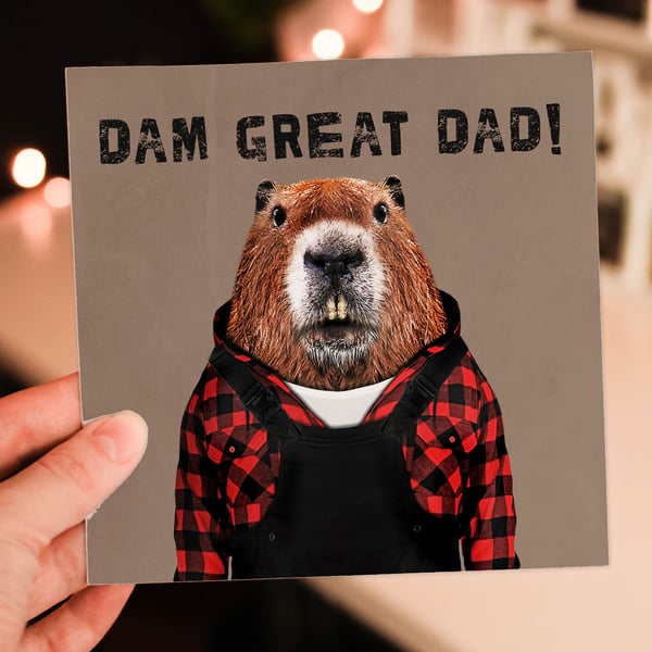 Beaver birthday card: Dam Great Dad! (Animalyser)